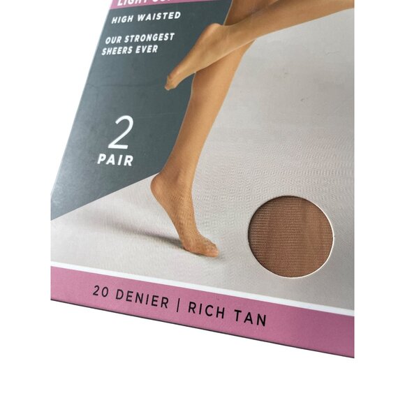 Silk Impressions Pantyhose Size XXL Sheer Light Support Tan 2 Pair 20 Denier NEW - Picture 2 of 6